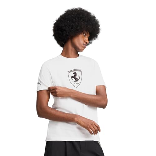 PUMA Herren Standard Scuderia Ferrari Formel 1 Graphic T-Shirt, Big Shield Tonal White SS25, Größe L von PUMA