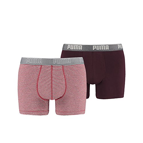 PUMA Herren Stripe 0204 Boxer 2P Unterhose, Rhododendron, S (2er Pack) von PUMA