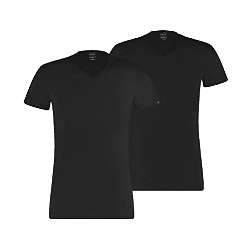 PUMA Herren Basic Shirts V-Neck T-Shirts 100000890 4er Pack, Farbe:Schwarz, Menge:4er Pack (2X 2er), Größe:S, Artikel:V-Neck -001 Black von PUMA