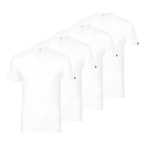 PUMA Herren Basic Shirts V-Neck T-Shirts 100000890 4er Pack, Farbe:Weiß, Menge:4er Pack (2X 2er), Größe:S, Artikel:V-Neck -002 White von PUMA