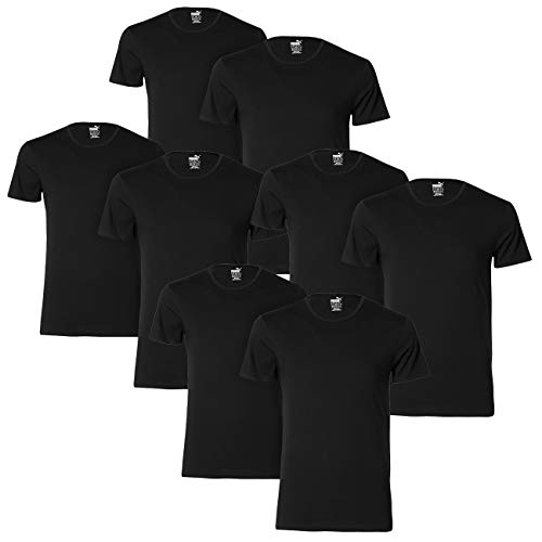 PUMA Herren T-Shirt Basic V-Neck Regular Fit 8er Multipack S M L XL Schwarz Weiss 100% Baumwolle, Größe:M, Packgröße:8 Stück, Farbe:Black (001) von PUMA