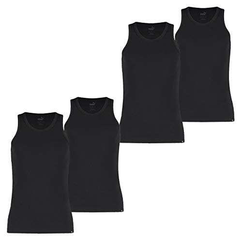 PUMA Herren Tank Top Basic Regular Fit 4er Pack S M L XL Schwarz Weiß 100% Baumwolle, Black, S von PUMA