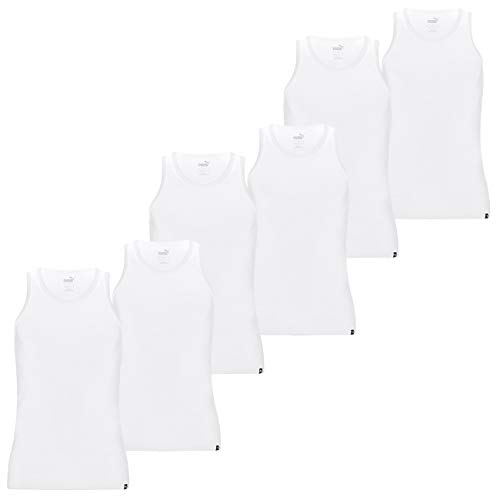 PUMA Herren Tank Top Basic Regular Fit 6er Pack S M L XL Schwarz Weiß 100% Baumwolle, White, S von PUMA