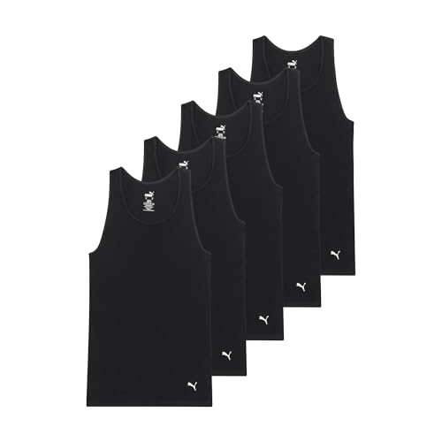 PUMA Herren Tanktop aus Gerippter Baumwolle, 5er-Pack, Schwarz, XL von PUMA