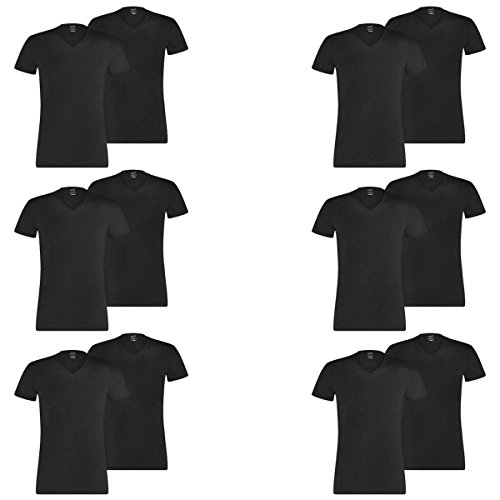 PUMA 12 er Pack Basic V Neck T-Shirt Men Herren Unterhemd V-Ausschnitt, Farbe:200 - Black, Bekleidungsgröße:M von PUMA