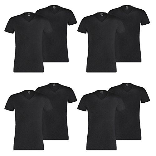 PUMA 8 er Pack Basic V Neck T-Shirt Men Herren Unterhemd V-Ausschnitt, Farbe:200 - Black, Bekleidungsgröße:S von PUMA
