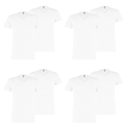 PUMA 8 er Pack Basic V Neck T-Shirt Men Herren Unterhemd V-Ausschnitt, Farbe:300 - White, Bekleidungsgröße:S von PUMA