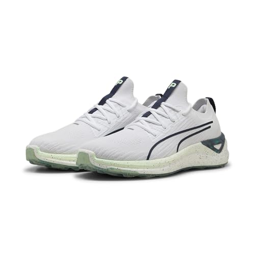 PUMA Herren x Palm Tree Crew Electrocat Nitro Golfschuhe 42.5 White Deep Navy Fresh Mint Blue Green von PUMA