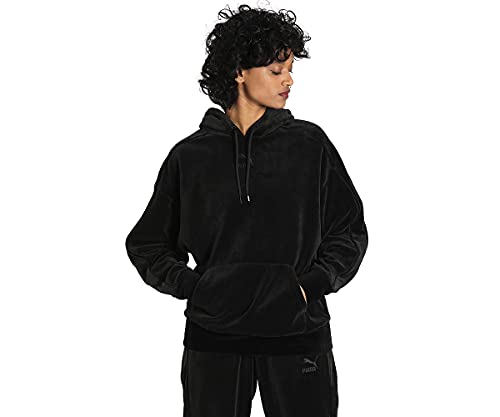 PUMA Iconic T7 Velour Hoodie Damen Kapuzenpullover (M, Black) von PUMA