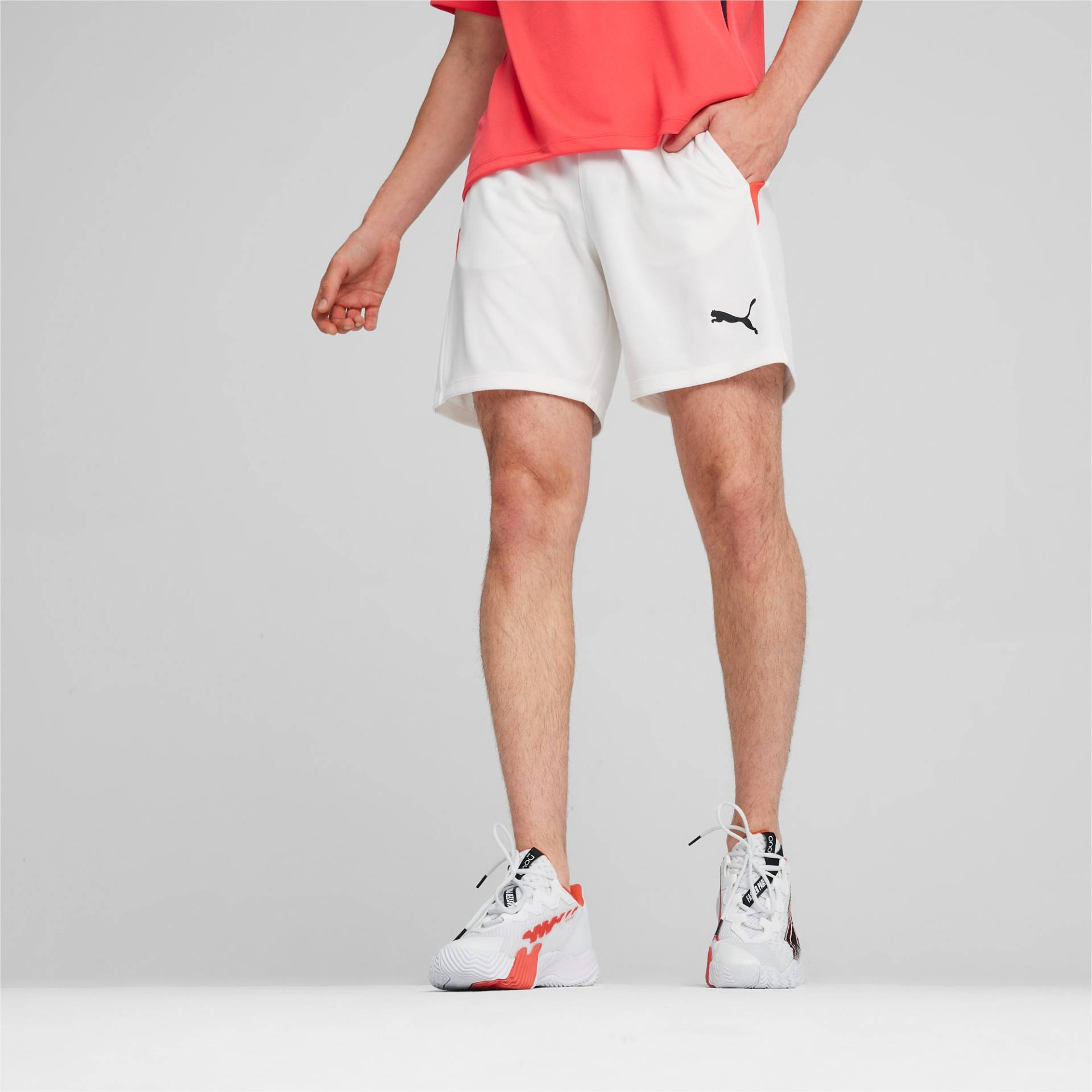 PUMA Individual Padel Shorts Herren, Weiß/Rot, Größe: L, Kleidung von PUMA