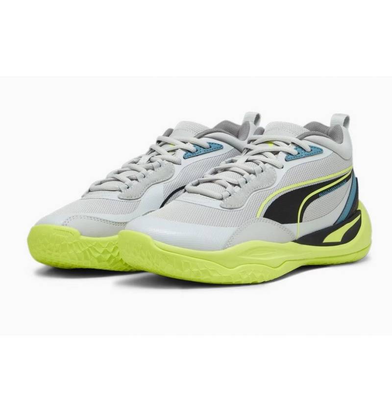 PUMA Indoor-Hallenschuhe Playmaker Pro grau/lime Herren Badmintonschuh von PUMA