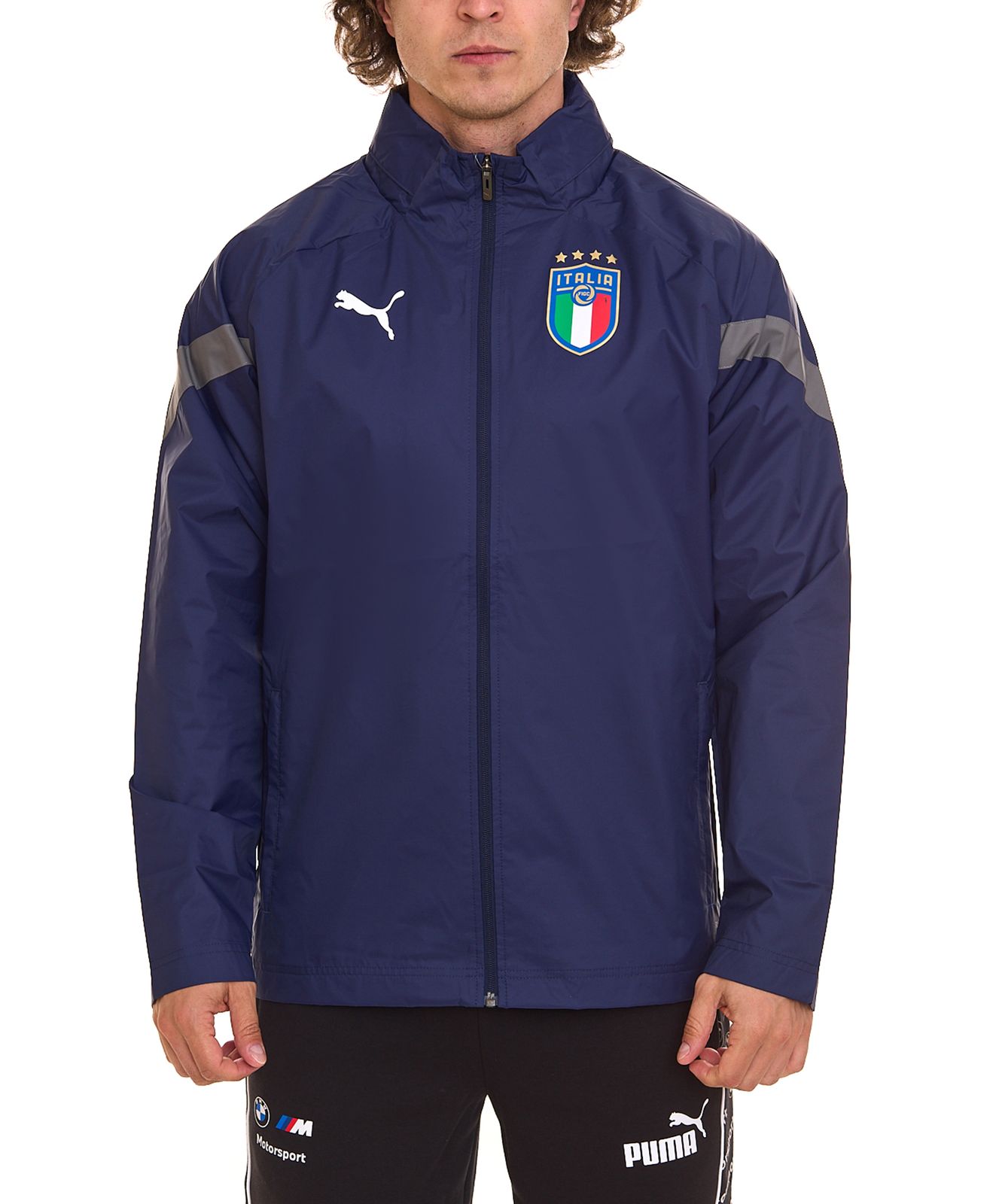 PUMA Italien 2022 Herren Trainingsjacke mit versteckter Kapuze All-Wetter-Jacke rainCELL 767068 04 Blau von PUMA