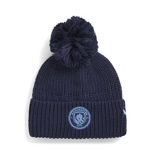 PUMA Jugendliche Manchester City Essentials Beanie OneSize, Navy Team Light Blue von PUMA
