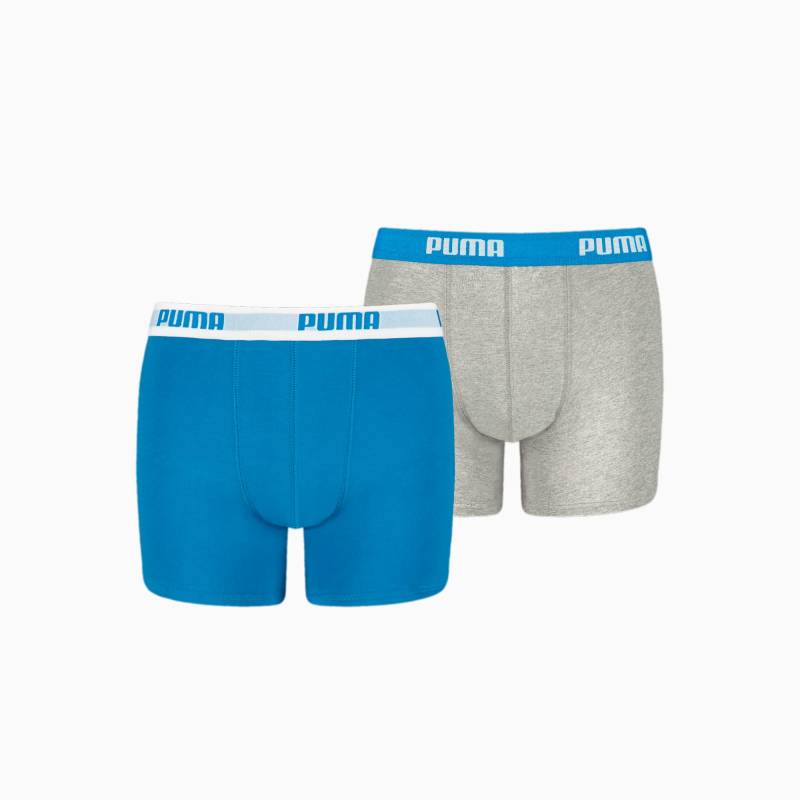 PUMA Jungen-Basic-Boxershorts 2er-Pack Für Kinder, Grau/Blau, Größe: 9/10, Kleidung von PUMA