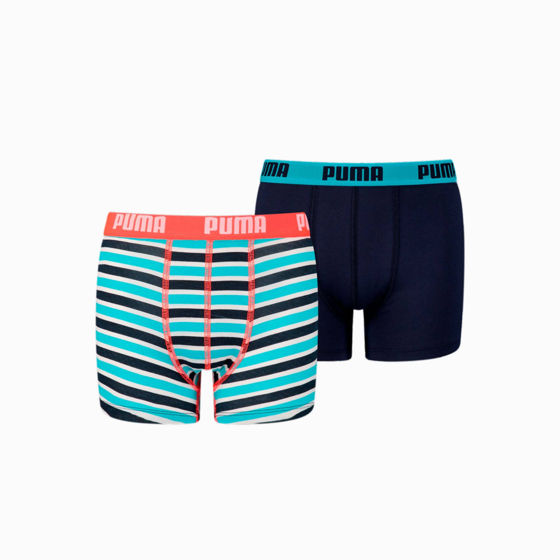 PUMA Jungen-Basic-Boxershorts mit Streifenprint 2er-Pack Für Kinder, Rot/Blau, Größe: 7/8, Kleidung von PUMA