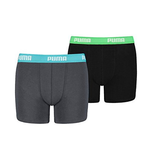 PUMA Jungen Boys Basic Boxer 2P Boxershorts, Mehrfarbig (India Ink/Turquoise 376), (Herstellergröße: 140) (2er Pack) von PUMA