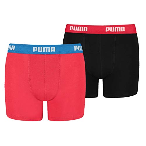 PUMA Jungen Boys Basic Boxer 2P Boxershorts, Mehrfarbig (Red/Black 786), (Herstellergröße: 128) (2er Pack) von PUMA