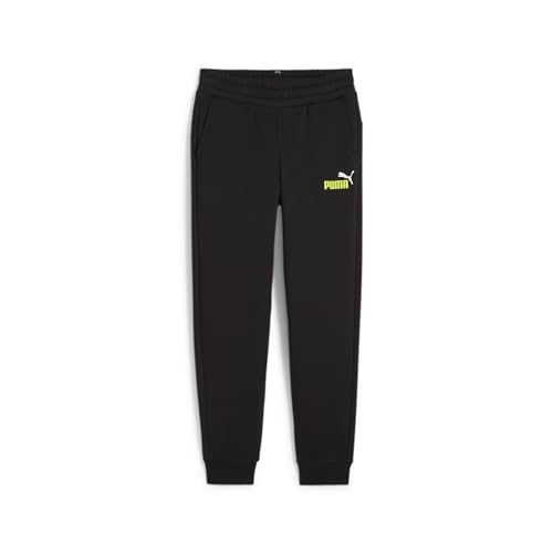 PUMA Jungen ESS+ 2 Col Logo Pants FL Cl B Strickhose, Black-Lime Sheen, 116 von PUMA