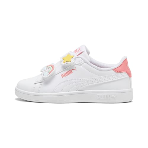 PUMA Jungen Mädchen Smash 3.0 Badges V PS Sneaker, White-Passionfruit, 30 EU von PUMA