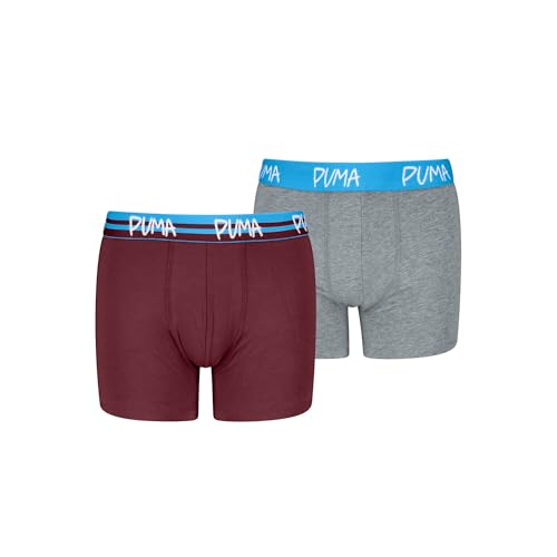PUMA Jungen Script Logo Boxer Briefs, Burgundy/Grey Melange, 170-176 EU von PUMA