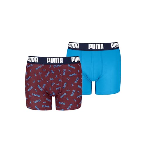 PUMA Jungen Script Print Boxer Briefs, Burgundy/Blue, 170-176 EU von PUMA