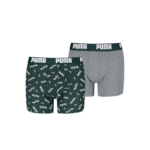 PUMA Jungen Script Print Boxer Briefs, Green/Grey Melange, 170-176 EU von PUMA