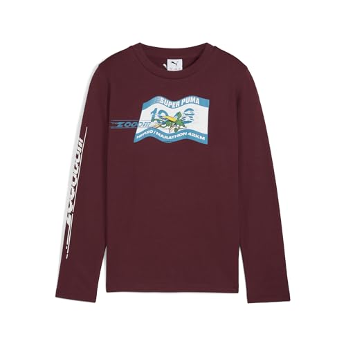 PUMA Jungen Super Graphic Langarmshirt 176, Ruby Shimmer Red von PUMA