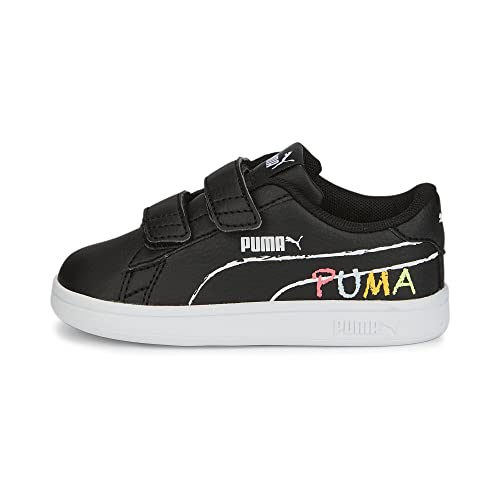 PUMA Jungen Unisex Kinder Smash v2 Home School V Inf Sneaker, Black White-Sunset Glow-Nitro Blue-Sun Stream, 23 EU von PUMA