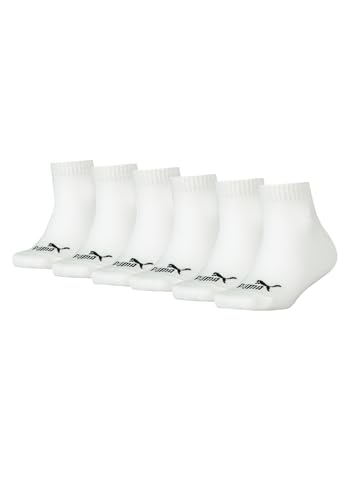 PUMA KIDS Quarter Socken Sneaker Gr. 27-38 für Mädchen und Jungen 6 Paar, Farbe:300 - white, Socken & Strümpfe:35-38 von PUMA