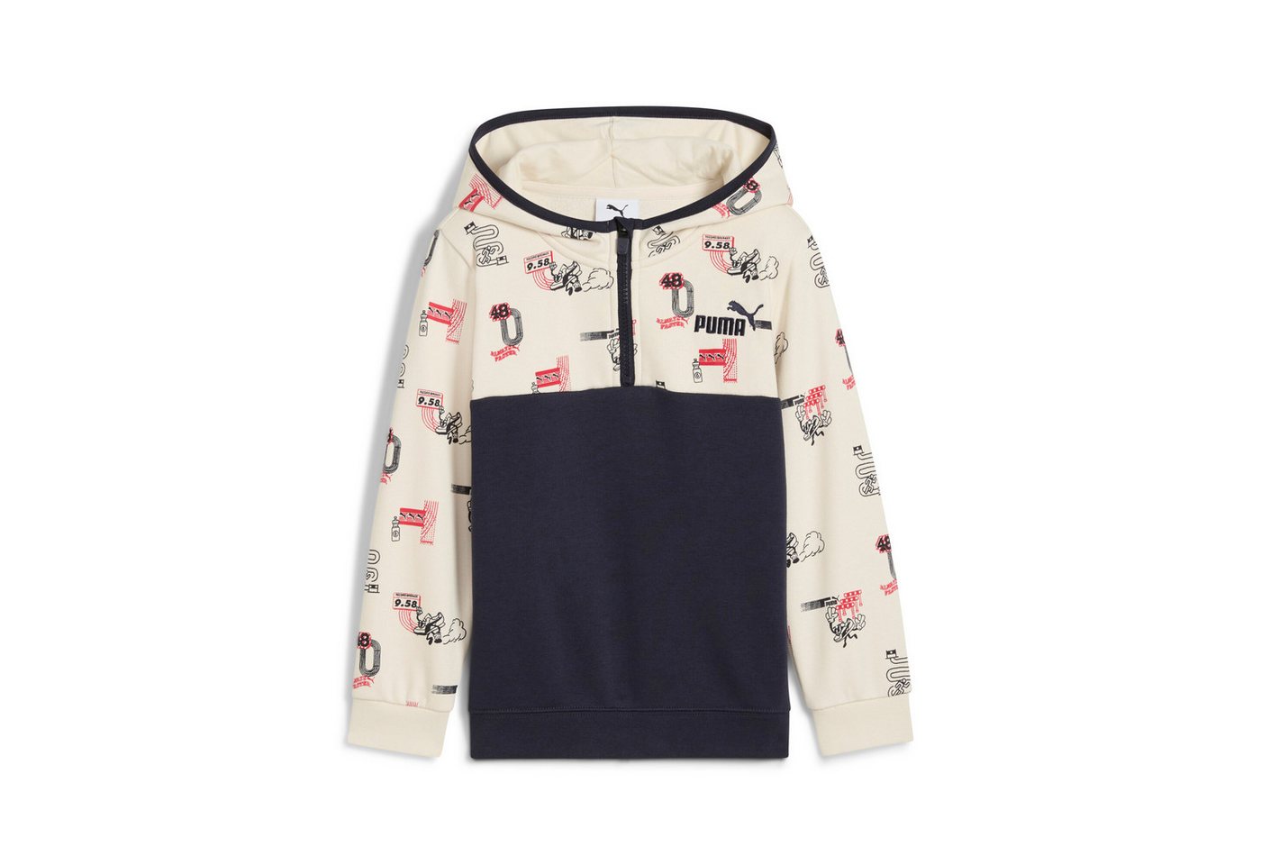 PUMA Kapuzensweatshirt LITTLE RUNNERS HALF-ZIP HOODIE PS für Kinder, mit Print-Applikation, aus Baumwollmischung von PUMA