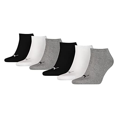 PUMA Kinder 6er Pack Sneaker Socken Knöchellange Füßlinge Schwarz/Grau 39-42 von PUMA