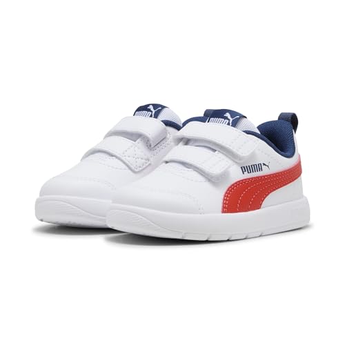 PUMA Kinder Courtflex V3 Sneakers Klein 24, White Fierce Red Persian Blue von PUMA