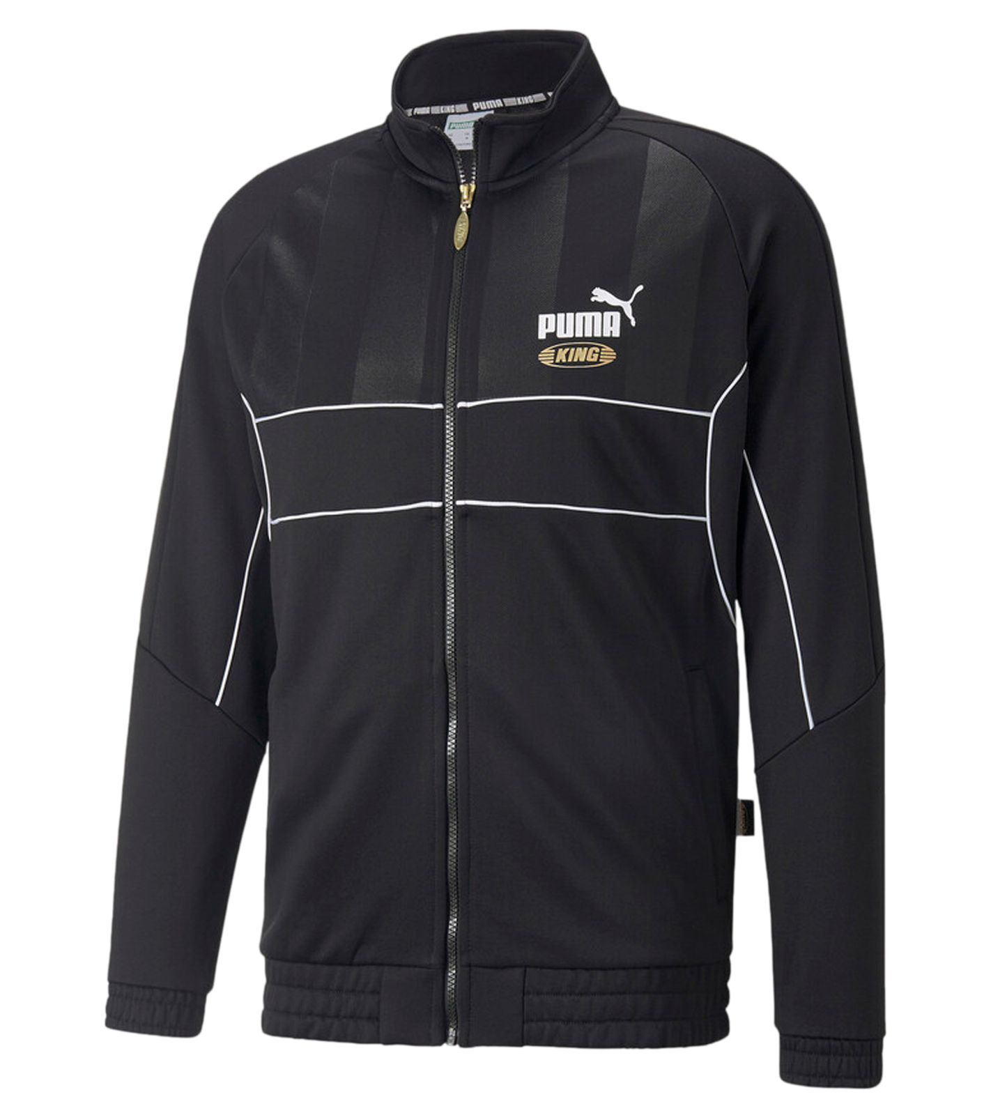 PUMA King Track Herren Trainingsjacke mit Kontrastpaspelierung Sport-Jacke 535652-01 Schwarz von PUMA