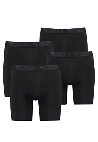 PUMA Lange Boxershorts Herren 4er Pack Sport Mikrofaser + elastisch / Funktionsunterhosen Männer (S - XL), Farbe:Black, Bekleidungsgröße:M von PUMA