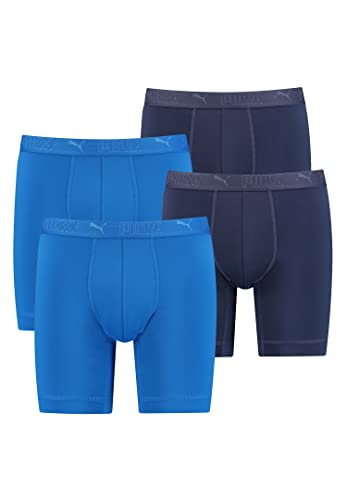 PUMA Lange Boxershorts Herren 4er Pack Sport Mikrofaser + elastisch / Funktionsunterhosen Männer (S - XL), Farbe:Blue Combo, Bekleidungsgröße:L von PUMA