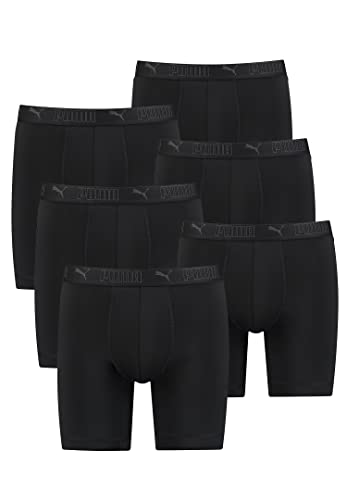 PUMA Lange Boxershorts Herren 6er Pack Sport Mikrofaser + elastisch / Funktionsunterhosen Männer (S - XL), Farbe:Black, Bekleidungsgröße:L von PUMA