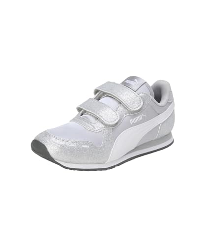 PUMA Mädchen Cabana Racer Glitz V PS Sneaker, Puma Silver Puma White, 35 EU von PUMA