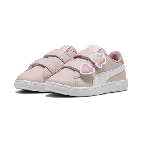 PUMA Mädchen Smash 3.0 Badges Sneakers 28, Mauve Mist White Pink von PUMA