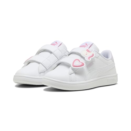 PUMA Mädchen Smash 3.0 Badges Sneakers 34, White Magic Rose Lilac Frost Pink Purple von PUMA