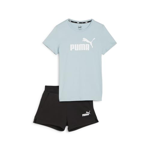 PUMA Mädchen T-Shirt und Shorts mit Logo, Set G Trainingsanzug, Turquoise Surf, 164 von PUMA