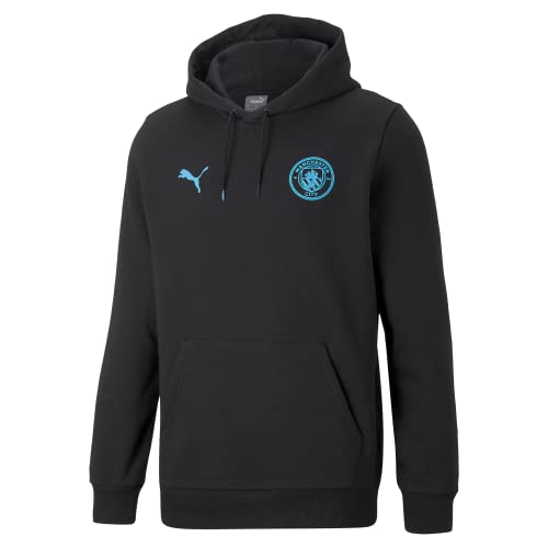 PUMA Manchester City Esentials | Herren Hoodie - Regular Fit Fleece Sports Kapuzenpullover - Schwarz - Size X-Groß von PUMA