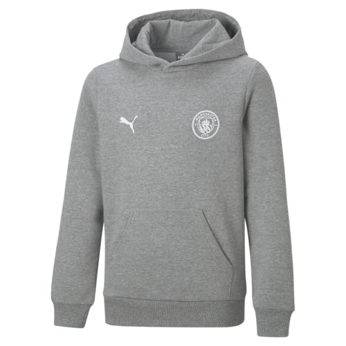 PUMA Manchester City Esentials | Kinder Hoodie - Regular Fit Fleece Sports Kapuzenpullover Kids - Grau - Size 140 von PUMA
