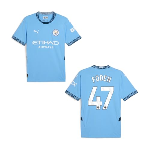 PUMA Original Home ManCity Trikot - Offizielles Herren Heimtrikot Manchester City 24/25 - Foden 47 - Gr. L - Fussball Geschenke Fanartikel von PUMA