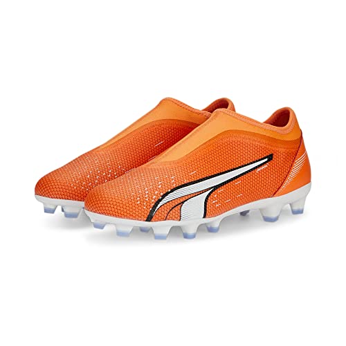 PUMA Unisex Kids' Sport Shoes ULTRA MATCH LL FG/AG JR Soccer Shoes, ULTRA ORANGE-PUMA WHITE-BLUE GLIMMER, 34.5 von PUMA