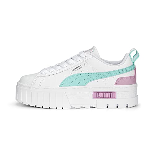 PUMA Mädchen Mayze Leather Sneakers 37.5White Mint Lilac Chiffon Green Pink von PUMA