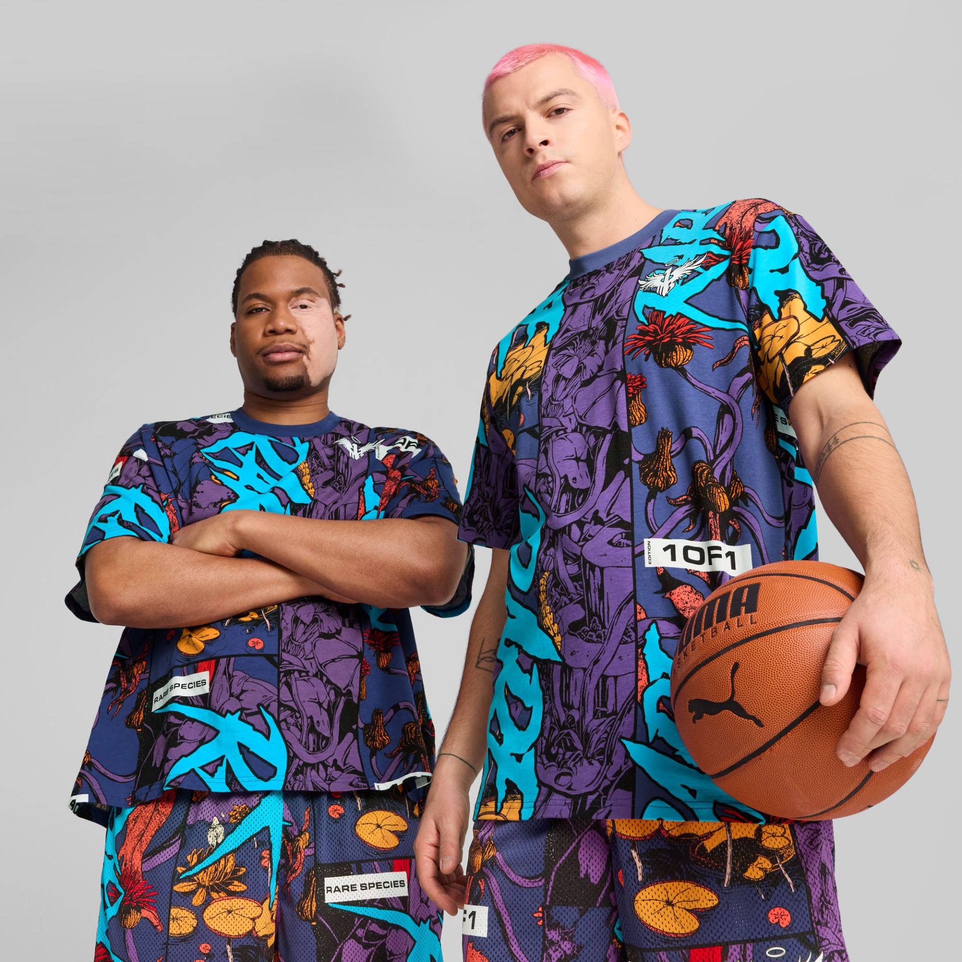 PUMA Melo Phoenix Basketballshirt mit Allover-Print Herren, Mit Abstract Muster, Blau, Größe: 4XL, Kleidung von PUMA