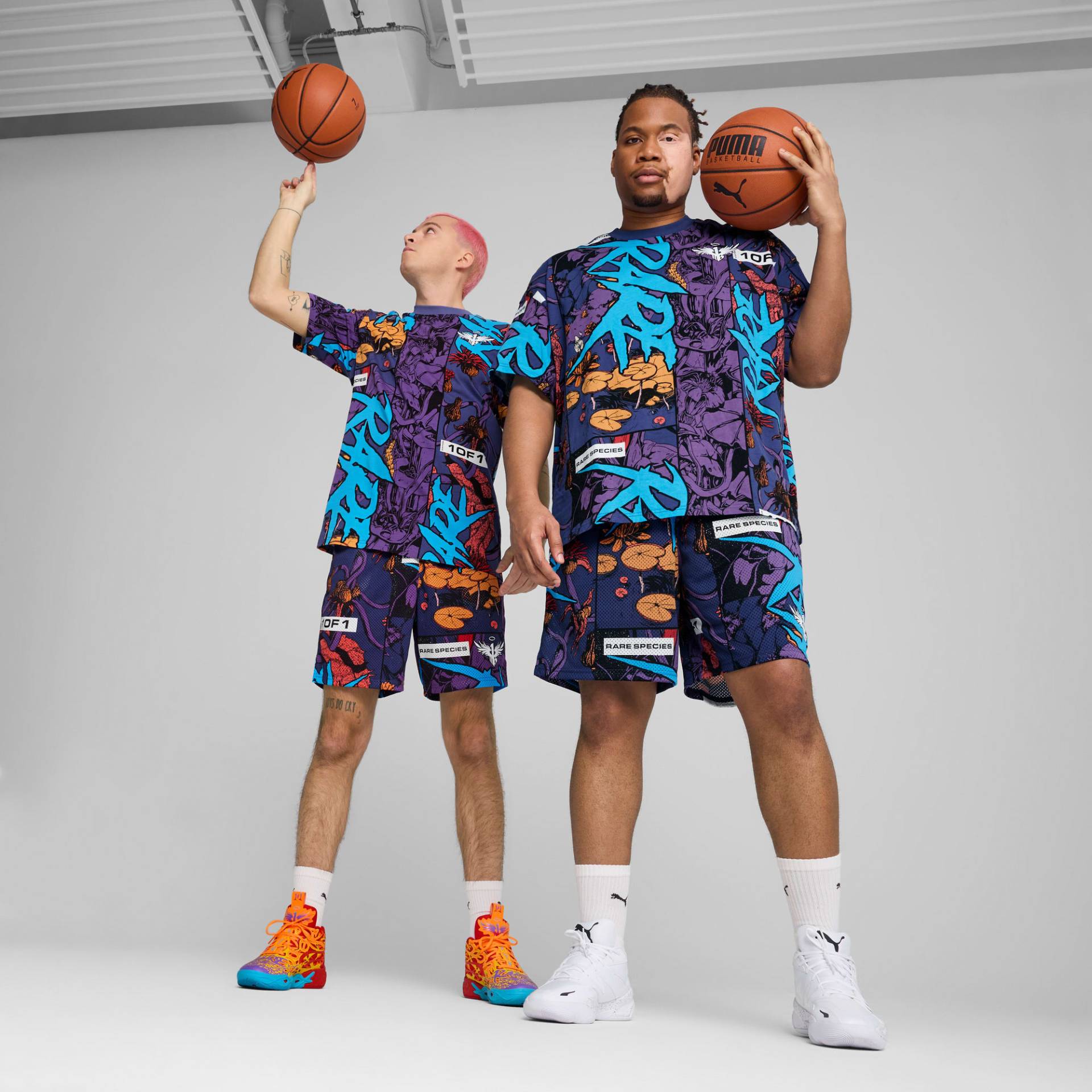 PUMA Melo Phoenix Basketballshorts Herren, Mit Abstract Muster, Blau, Größe: S, Kleidung von PUMA
