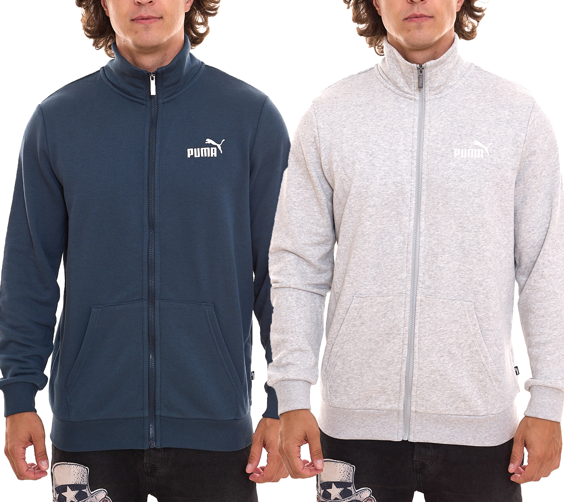 PUMA Men Ess 2 Col Track Jacket nachhaltige Herren Sweat-Jacke Trainings-Jacke Baumwolle 679632 Grau oder Blau von PUMA