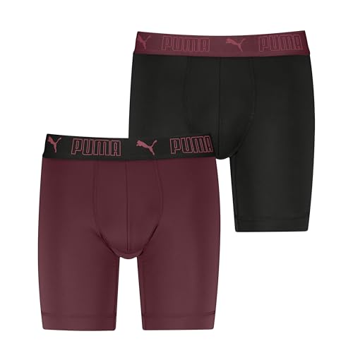 PUMA Herren Microfiber Long Boxer Shorts, Burgundy, L EU von PUMA