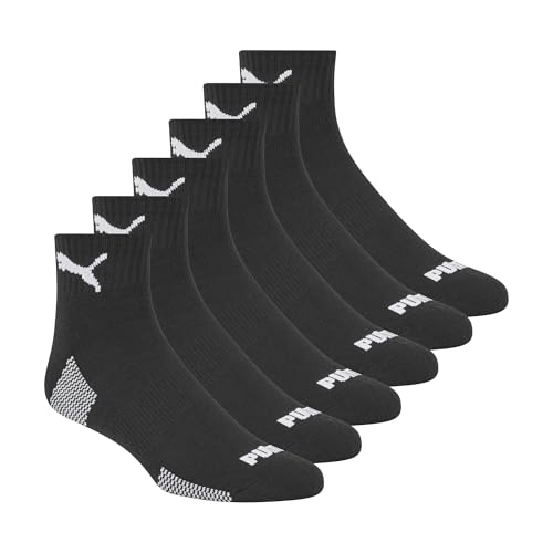 PUMA Men's 6 Pack Extended Size Quarter Crew Socks, Black/White, 13-15 von PUMA